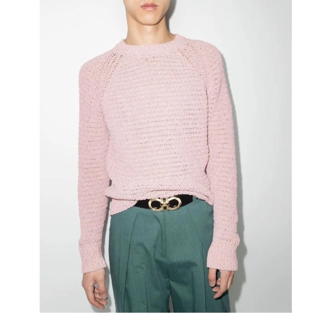 Salvatore Ferragamo crochet knit crew neck sweater